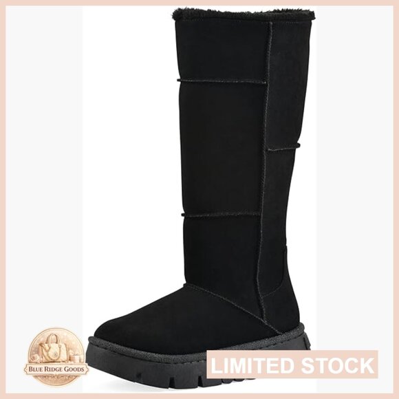 Platform Knee High Boots Faux Fur Lined Snow Boots Retro Y2K Chic